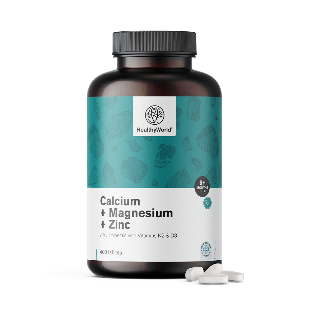 Kalzium + Magnesium + Zink in Tabletten für den Jahresbedarf.