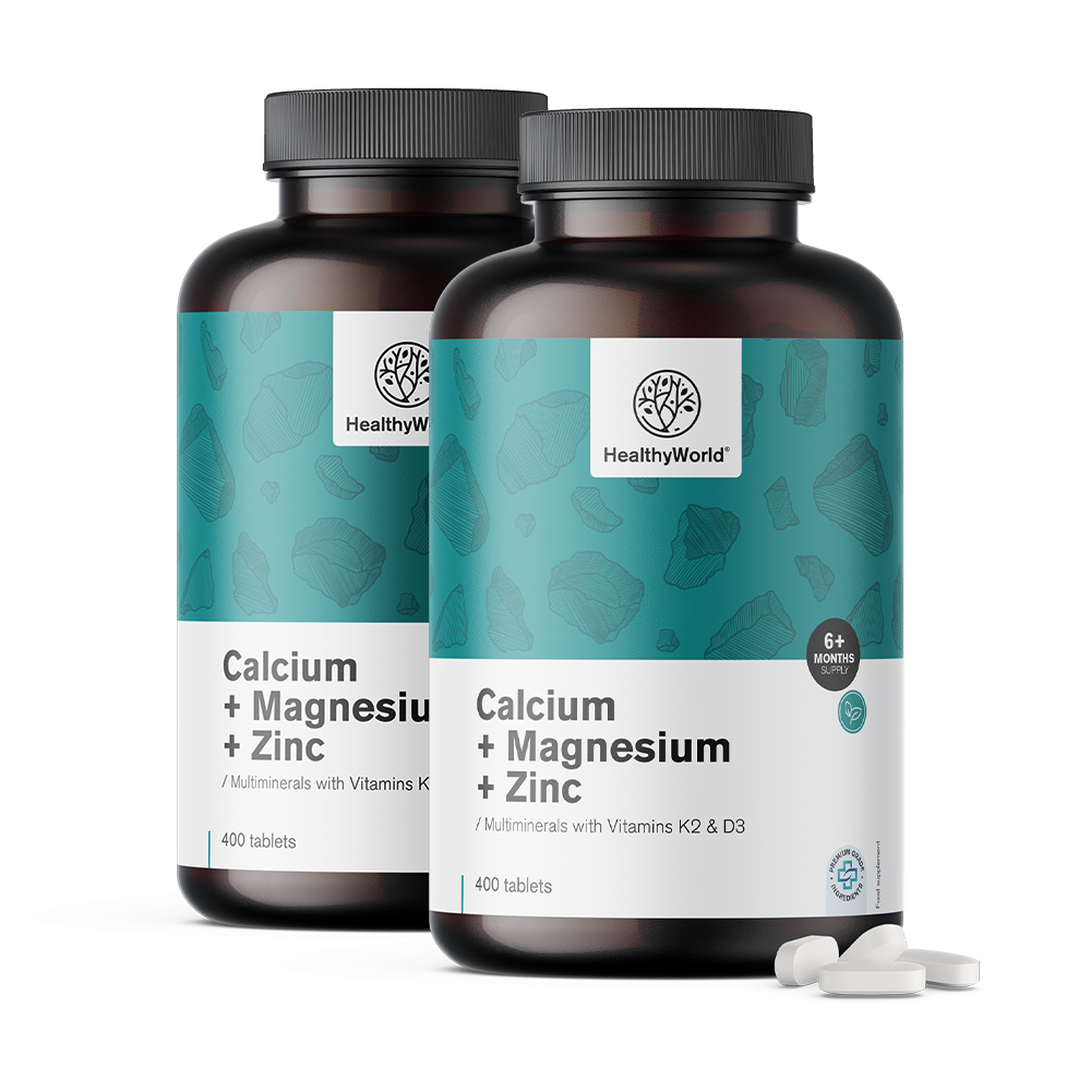 Kalzium + Magnesium + Zink in Tabletten für den Jahresbedarf.