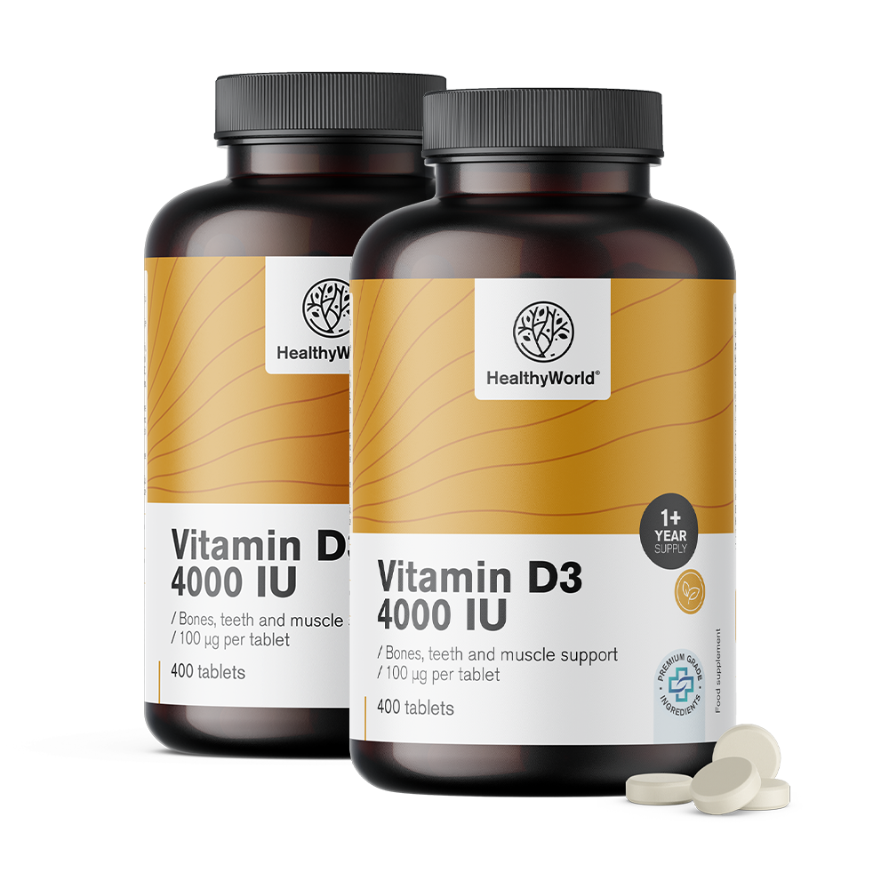 Vitamin D3 4000 i.e. in XL packaging. Vitamin D3 4000 i.e. in XL-Verpackung.