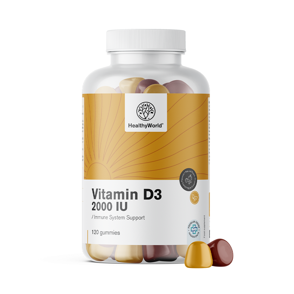 Vitamin D3 2000 I.E. in Form von Gummis.