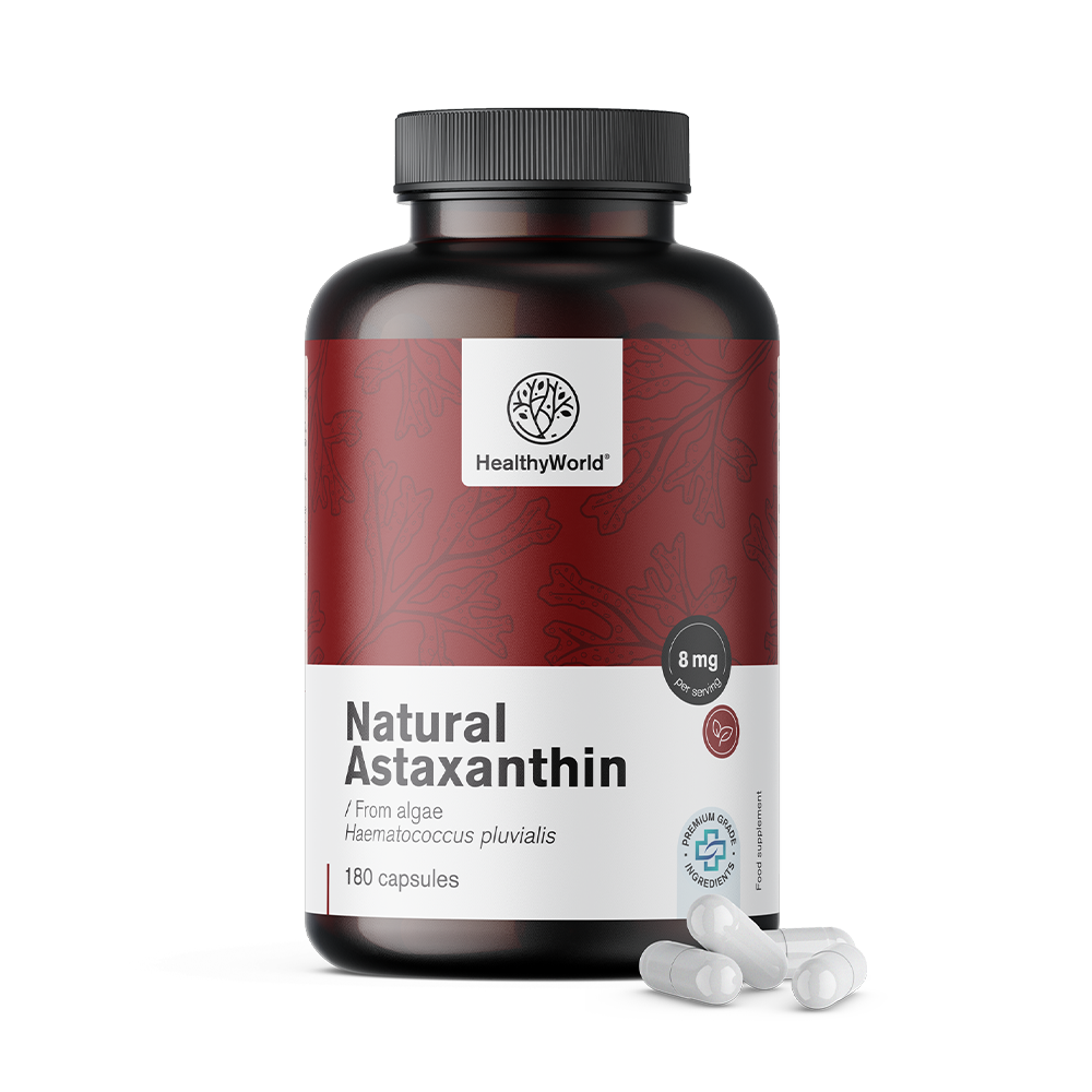 Natürliches Astaxanthin 8 mg in Kapseln.