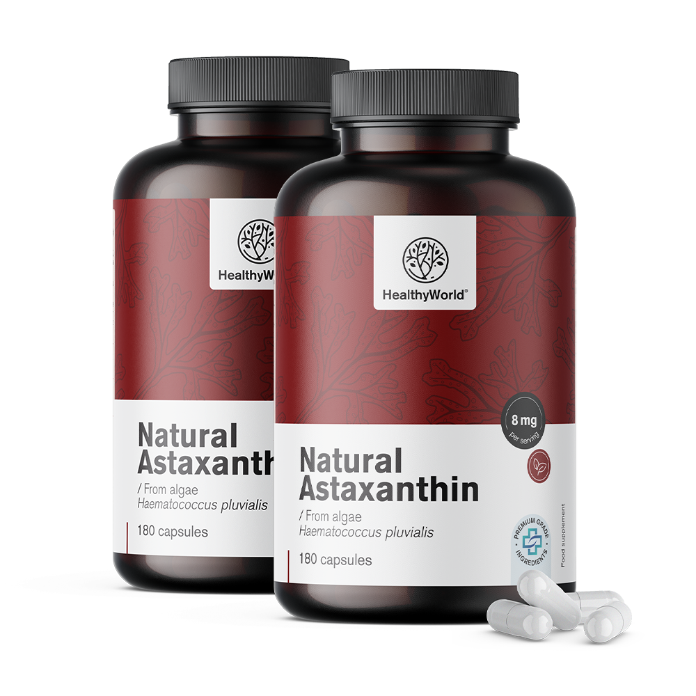 Natürliches Astaxanthin 8 mg in Kapseln.