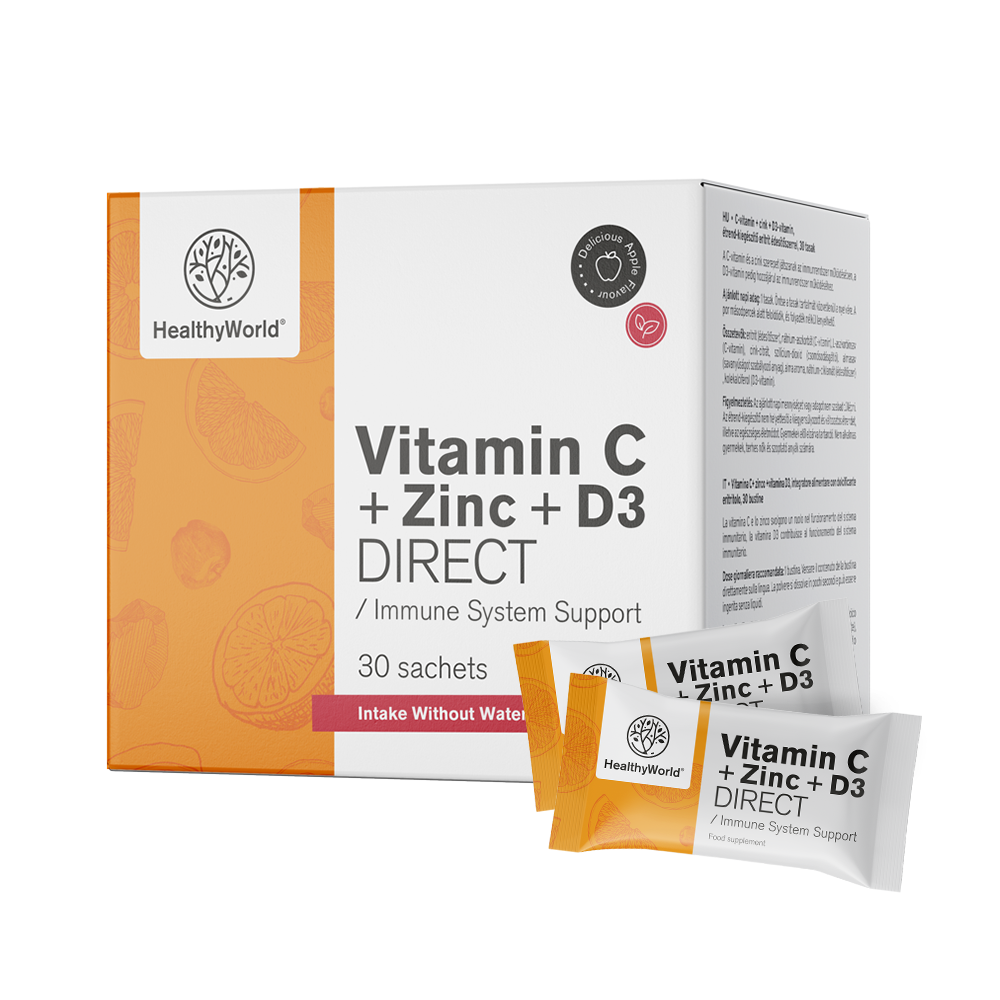 Vitamin C 500 + Zink + D3 DIREKT mit Apfelgeschmack