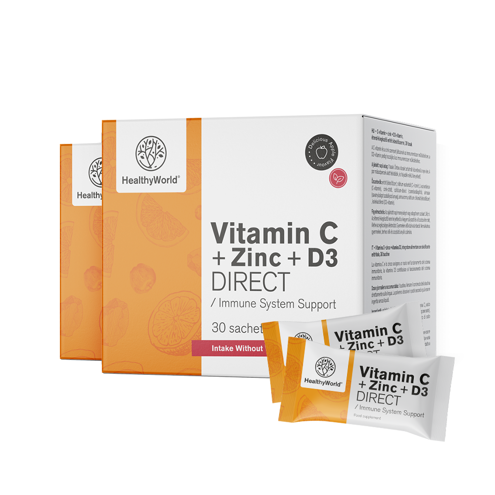 Vitamin C 500 + Zink + D3 DIREKT mit Apfelgeschmack