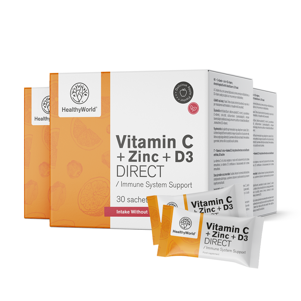 Vitamin C 500 + Zink + D3 DIREKT mit Apfelgeschmack