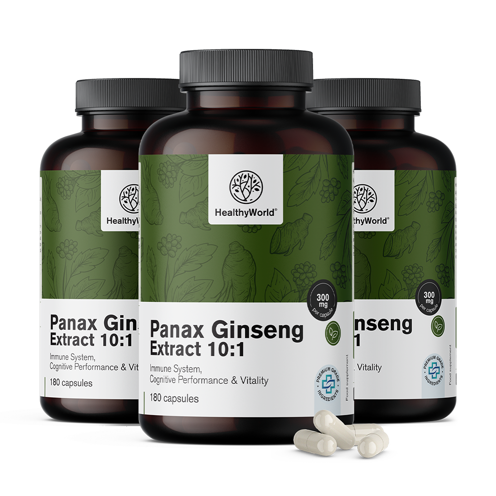 Panax Ginseng 300 mg - Ginseng Extrakt 10:1 in Kapseln